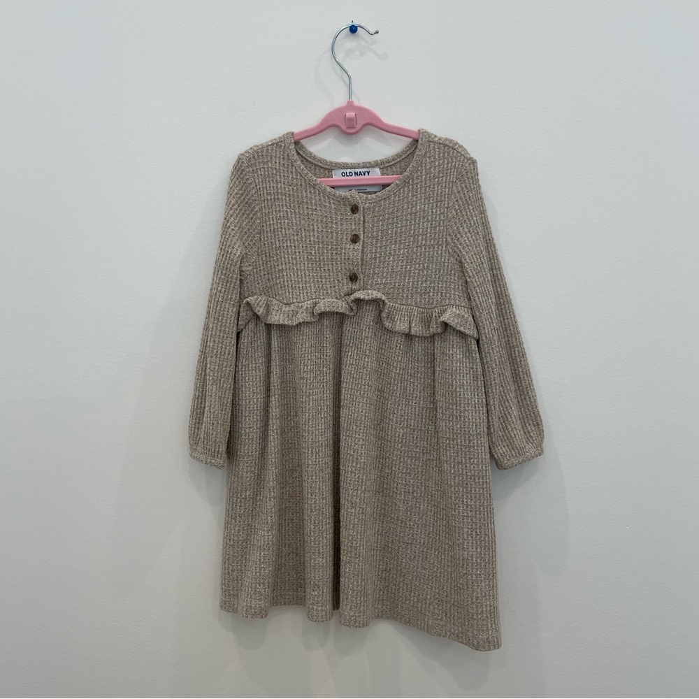 Old Navy Toddler Girls Long Sleeve Thermal Knit Henley Dress 3T